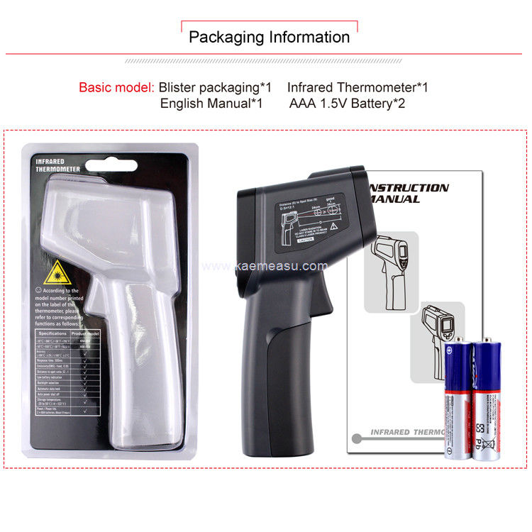 Kaemeasu 550°C Tinggi Precision Thermo Temp Gun Infrared Untuk Minyak / Es / Melting Pot / BBQ