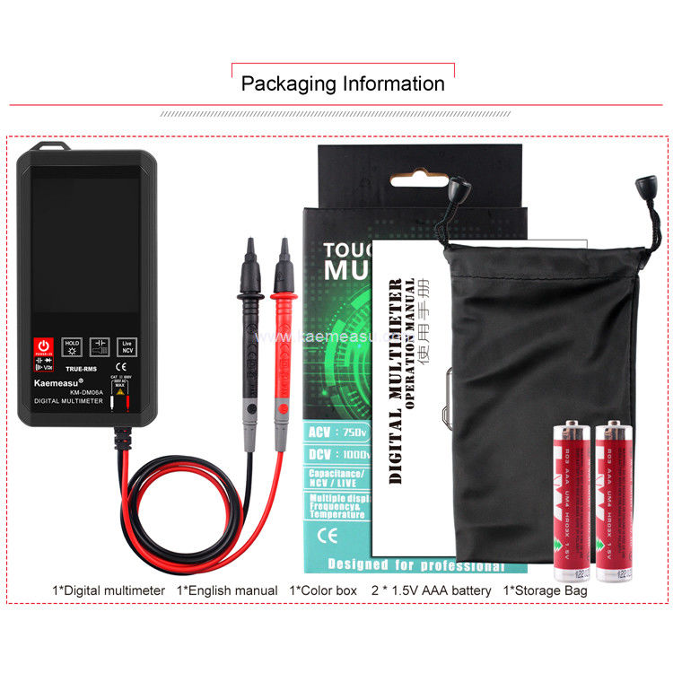 Kaemeasu EBTN Tampilan Layar Sentuh Multimeter Digital 6000 Menghitung Multimeter Voltage Detector