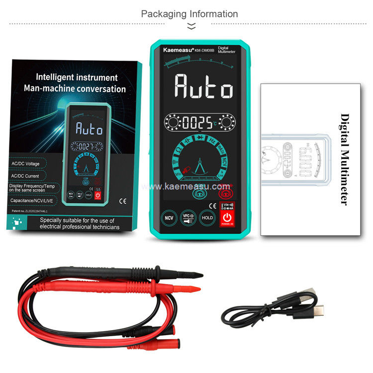 Kaemeasu 08D Voice Control Multimeter Tester Elektrik Voltmeter NCV Ture RMS Tegangan Tester