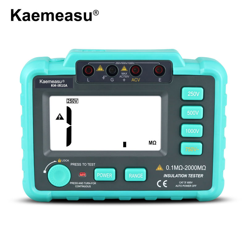kaemesau 1999 Count Display Isolation Resistance Tester 250V 500 V 1000 V Perlindungan Overload Digital Isolation Resistance Tester IR10A