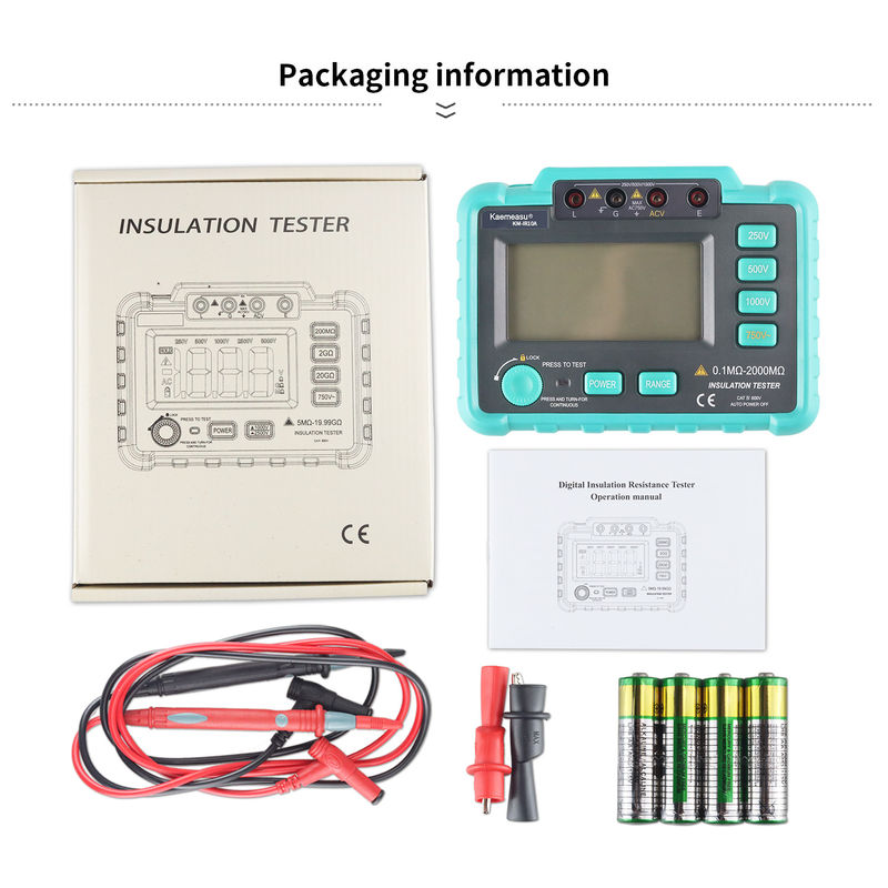 kaemesau 1999 Count Display Isolation Resistance Tester 250V 500 V 1000 V Perlindungan Overload Digital Isolation Resistance Tester IR10A