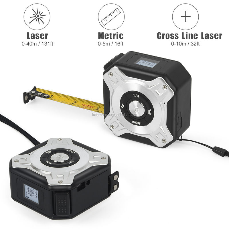Multifungsi USB Pengukuran Pita Pengisi Penguasa Penguasa Elektronik Pengukur Instrumen Instrumen Laser Meter Jarak OEM
