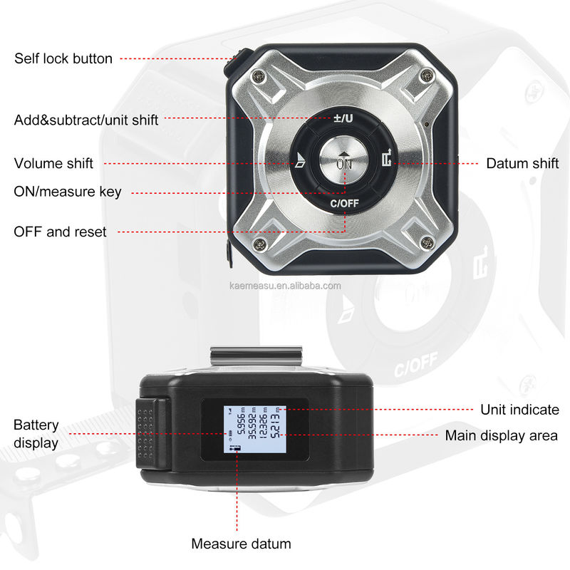 Multifungsi USB Pengukuran Pita Pengisi Penguasa Penguasa Elektronik Pengukur Instrumen Instrumen Laser Meter Jarak OEM