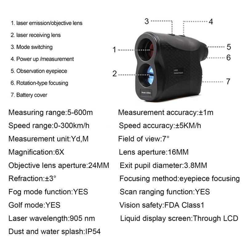 Multifungsi Golf Berburu Handheld Digital Laser Rangefinder Outdoor Adventure Telescope Laser Jarak Meter 600m 900m 1200m 1