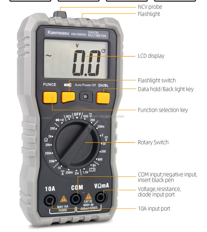 Profesional Listrik Multimeter Digital Tegangan arus Resistensi Diode Test Bench Multitester