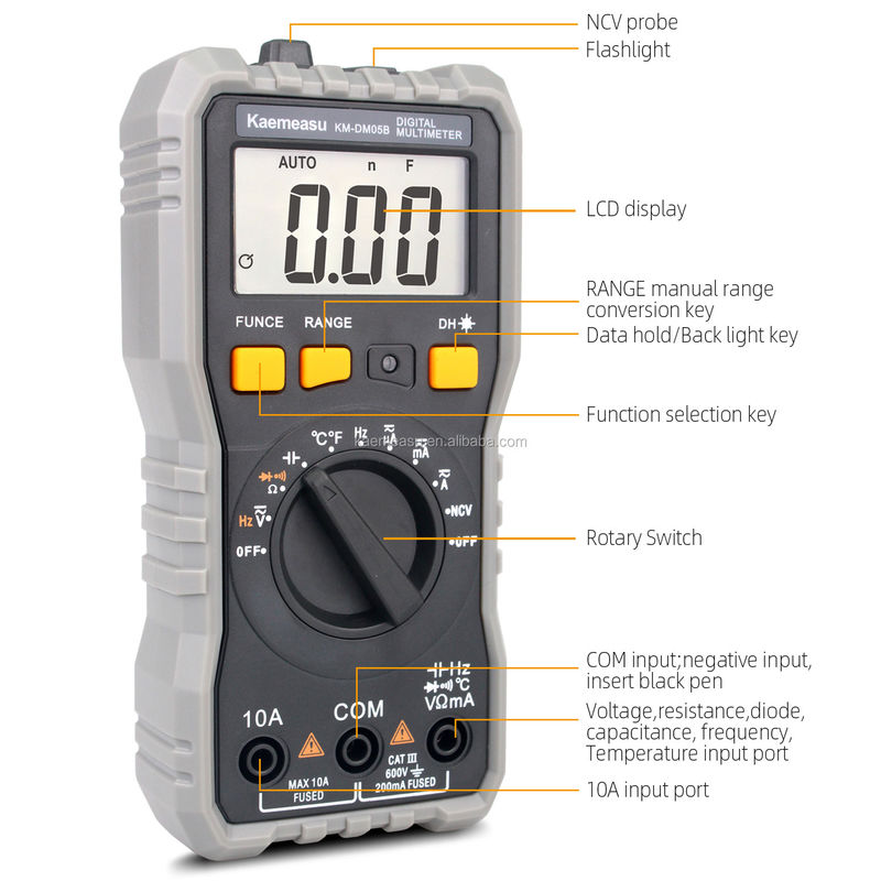 Mini Portable Multi Tester Voltage Current Resistance NCV Electric Smart Digital Multimeter dengan indikator baterai rendah