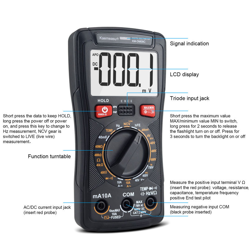 3999 Menghitung TRMS LCD Multimeter Profesional NCV Bench Multimeter Listrik Smart Digital Multimeter Multimeter Otomotif