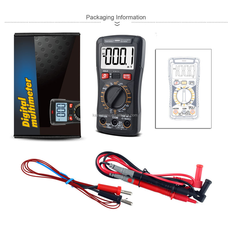 Multimeter Tegangan Saat Ini Sesuaikan Pengukuran Non Kontak NCV Profesional Smart Multimeter Layar LCD Multimeter Digital