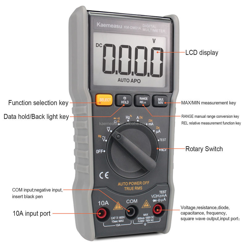 OEM ODM Anti-Burn Multitester DC/AC NCV mengukur Keluar gelombang persegi True-rms range otomatis Multimeter digital