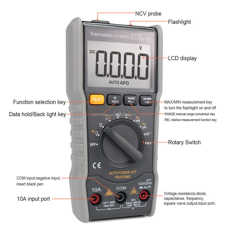 OEM ODM Anti-Burn Multitester DC/AC NCV mengukur Keluar gelombang persegi True-rms range otomatis Multimeter digital