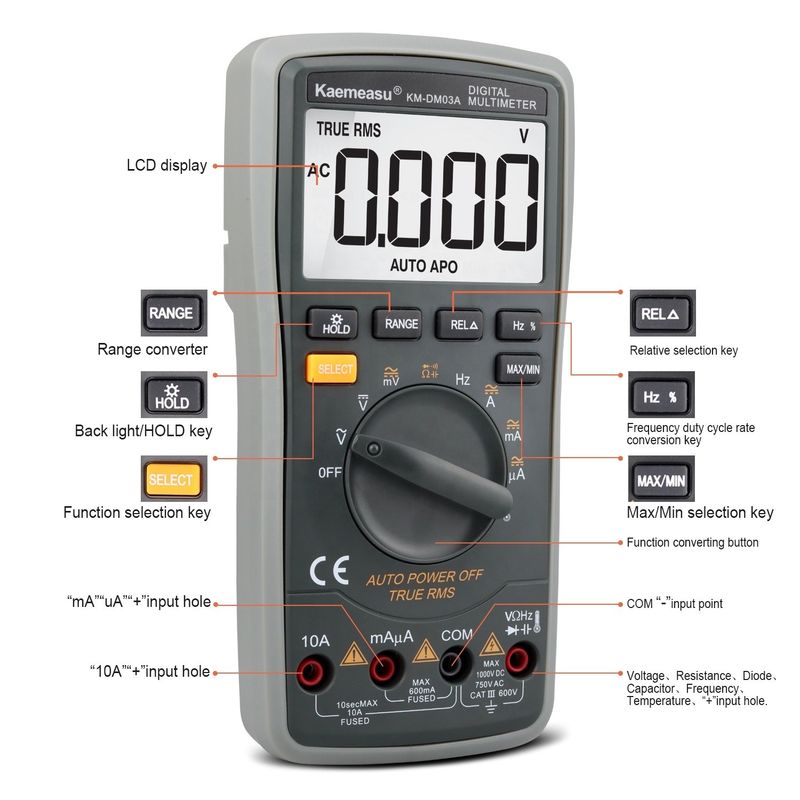 03A Multimeter Digital Cerdas Industri Precision Tinggi NCV 1000V AC DC Multimeter Digital Cerdas