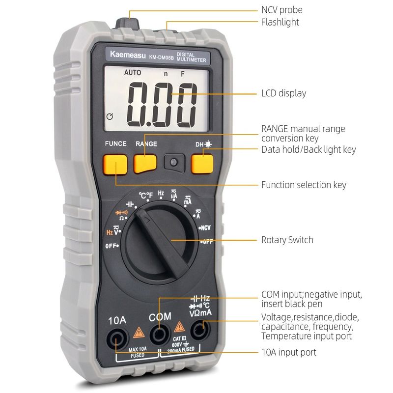 Auto Range Lcd Display listrik Multi Tester T-rms NCV Mobil Measure Bench Multimeter Digital dengan Probe