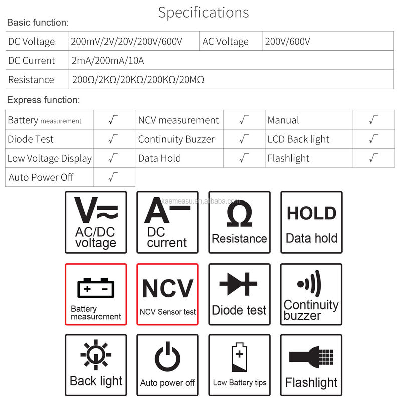 Pocket Multifunction Electrician Universal Meter Repair Tool Voltage Current Resistance Tester NCV Digital Multimeter