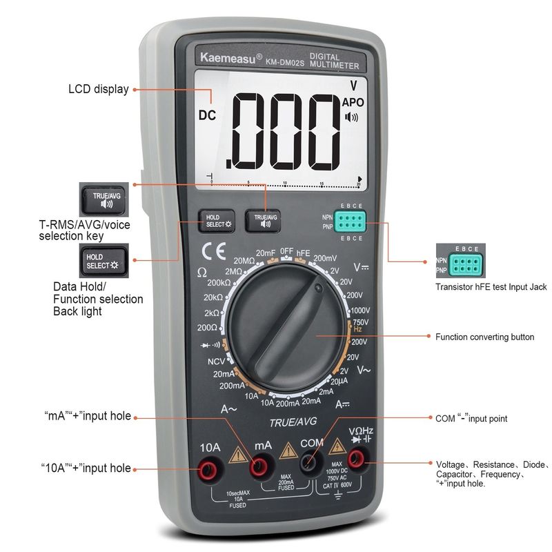 Intelligent Voice Multitester Auto Range Multifungsi Peralatan Laboratorium Resistor Tester Digital Multimeter