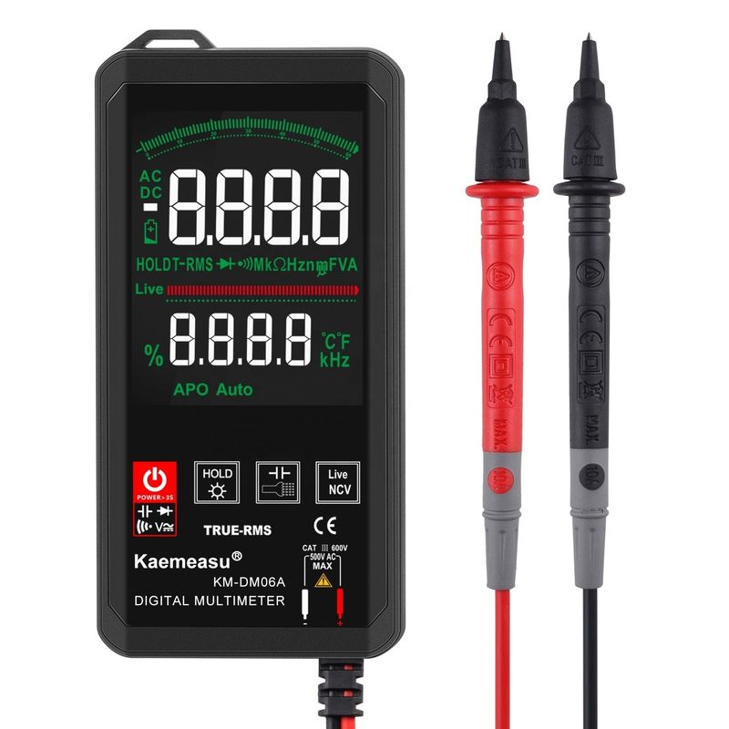 Kaemeasu Pocket Alat Perbaikan Elektronik Mini Touch Digital Multimeter 6000 Count Warna Layar Besar Mini Touch Digital Multimeter