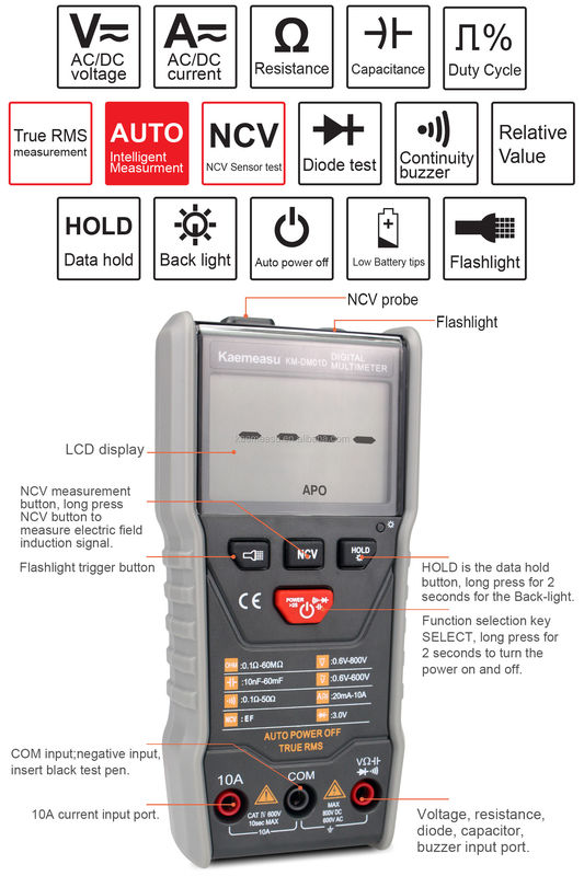 Multimeter otomatis 3 5/6-digit DC/AC True-rms Digital Multimeter Dengan Ncv Multimeter Tester