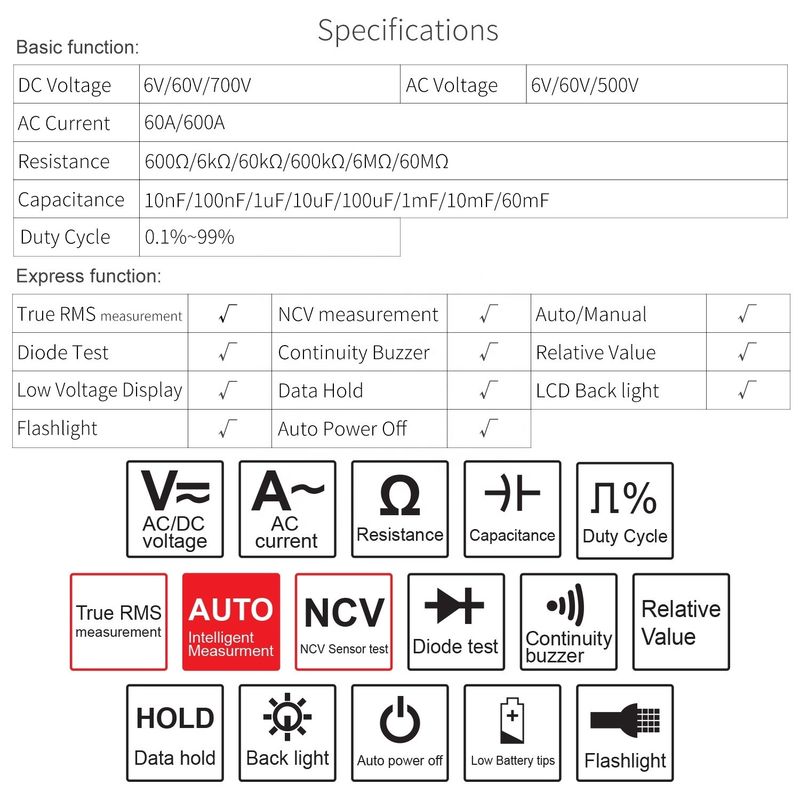 21E Intelligent Digital Clamp Meter NCV Alat Perbaikan Elektronik 1000v True Rms Multimeter 6000 Menghitung Current Clamp Meter