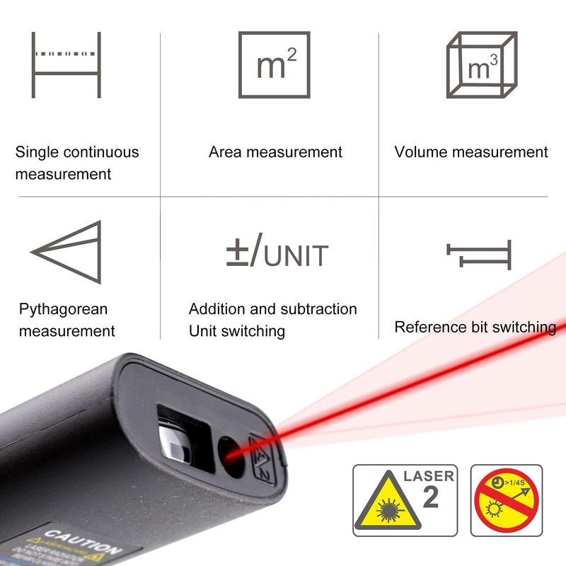40m Mini Handheld USB Rechargeable Laser Distance Meter Tinggi presisi Infrared Electronic Ruler Laser Range Finder