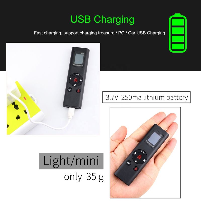 40m Mini Handheld USB Rechargeable Laser Distance Meter Tinggi presisi Infrared Electronic Ruler Laser Range Finder
