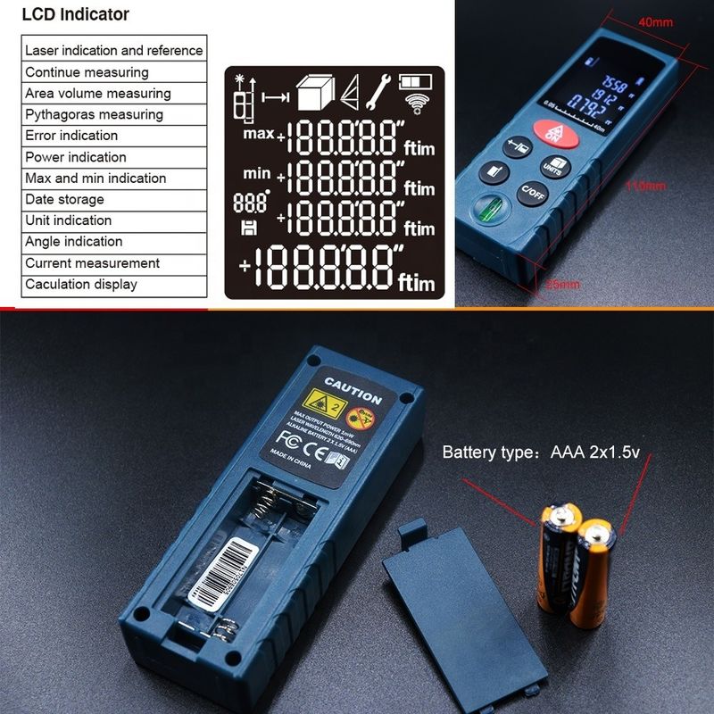 OEM ODM Mini Handheld Laser Distance Meter Alat Pengukuran Electronic Ruler Digital Laser Range Finder untuk dijual