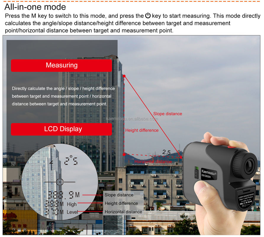 D450m Baterai Laser Jarak Meter Range Finder Golf Rangefinder Jarak Berburu dengan Kelas 1 Laser Level Keamanan -20-50C