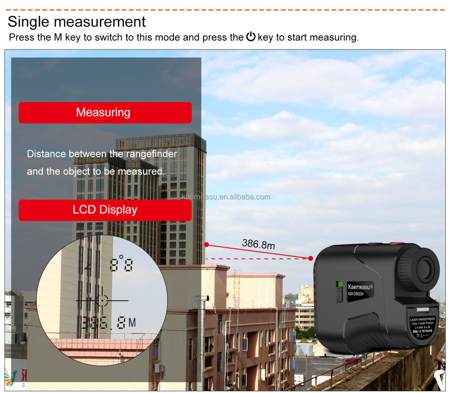D1000m Digital Laser Tape Measure Hunting Rangefinder Perangkat Pengukuran Elektronik Konstruksi dan Olahraga Luar Ruang