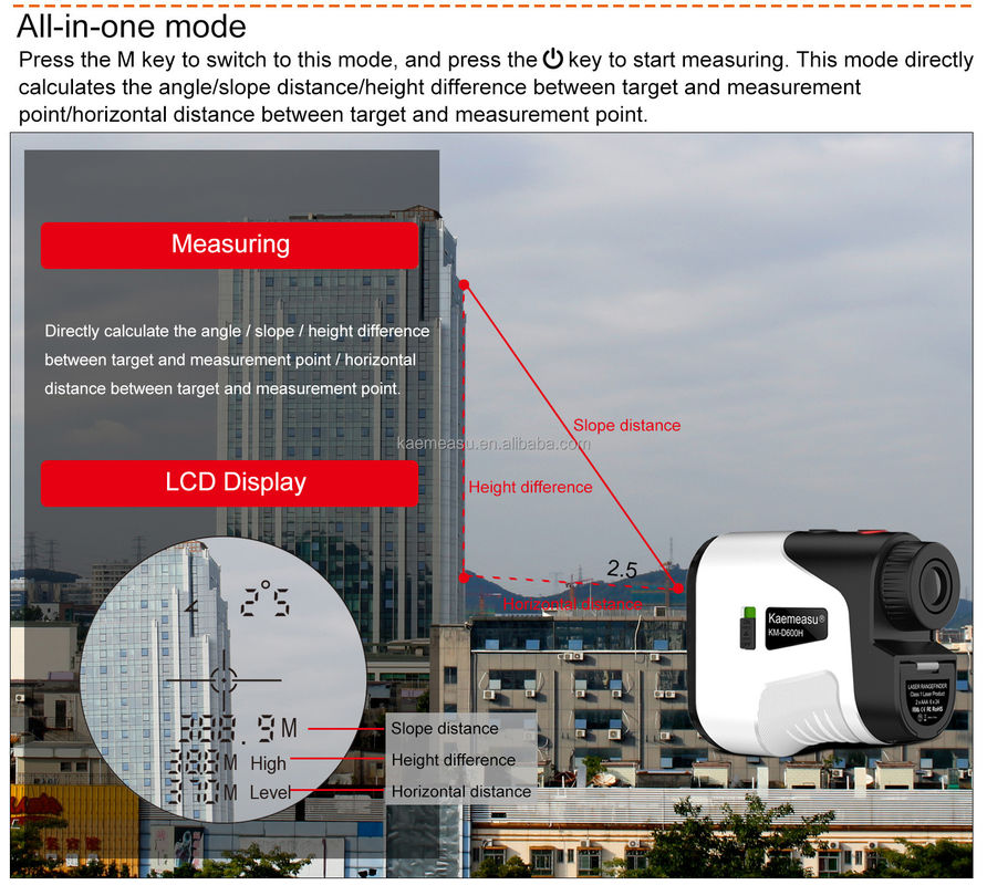 D Model Laser Distance Meter Golf Hunting Rangefinder Ideal untuk konstruksi dan aplikasi industri luar ruangan 100*82*40mm