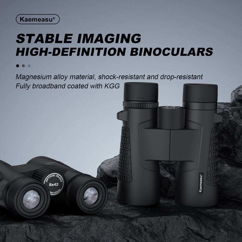 Kaemeasu C Model hitam 10x42 HD Teropong tahan air untuk orang dewasa, Teropong untuk birdwatching dan hiking, optik dengan BAK4 Prisma, shockproof Magnesium Alloy Body, jelas dan terang penglihatan
